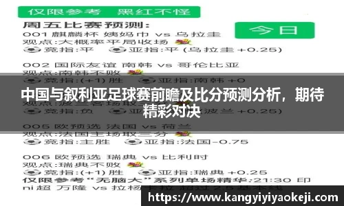 中国与叙利亚足球赛前瞻及比分预测分析，期待精彩对决